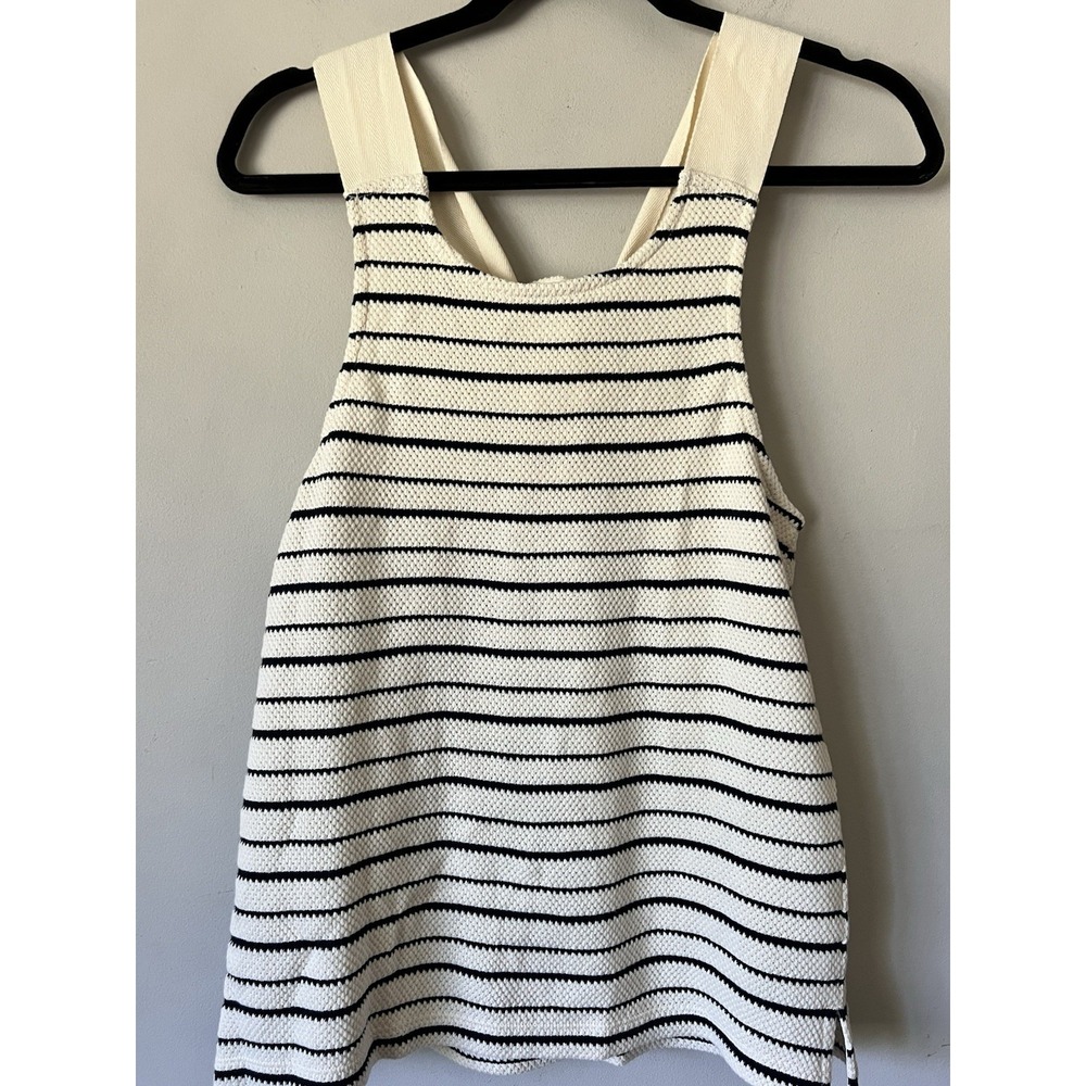 Madewell Knit Tank Top Cream & Navy Stripes Size XS NWT Ribbon Tie Back